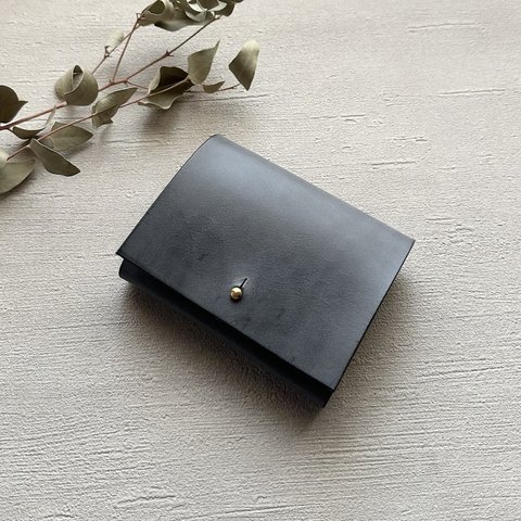 half wallet / 二つ折り財布〝SIBILLA Liscio〞〖ブラック〗〖刻印可〗〖受注制作〗