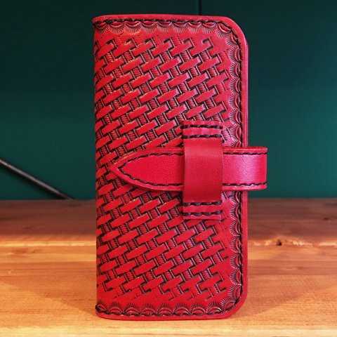 【iPhone6〜7】Basket iPhone case【Red×Antique】