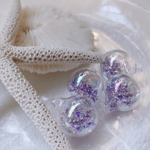 2pcs)2509) クリアガラス/シャボン玉) crystal purple#1BB