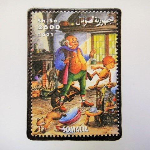ソマリア　ピノキオ切手ブローチ4623