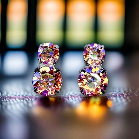 SWAROVSKI ライトローズシマー 8mm×6mm ハンダ付け イヤリング ピアス スワロフスキー