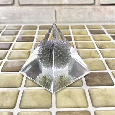 煌めくクリスタルハーバリウム〜echinops〜pyramid type
