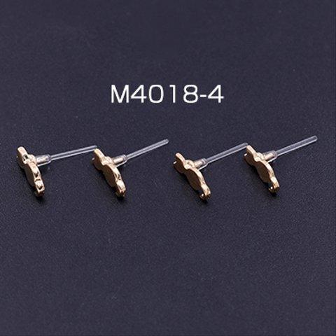 M4018-4 12個  樹脂ピアス 猫 5×10mm クリア/ゴールド 3×【4ヶ】