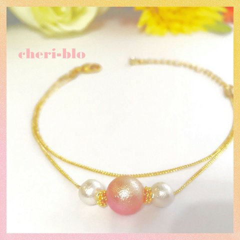 🌼花畑コットンパール（coral pink × light cream）