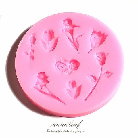 シリコン モールド 薔薇 花 8種 ◇ レジン フラワー 型 M000001