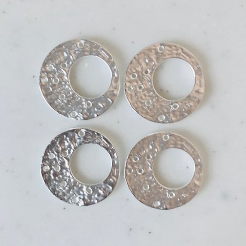 Matte Silver Designed Double Circle Pendant Tops