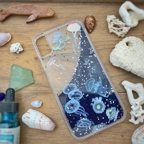 クラゲだらけ　グリッターケース　iphone/Galaxy jellyfish