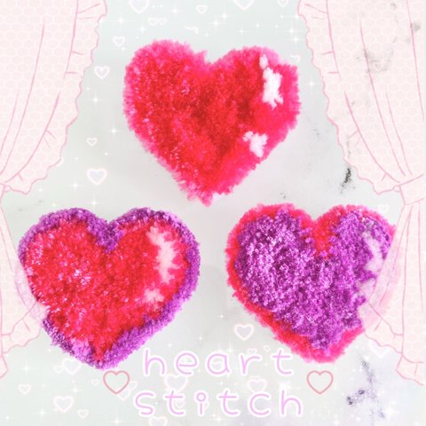 ３色♡ ʚ第一弾 heart stitchɞ ヘアピン ハンドメイド ハンドメイドアクセサリー nemnemアクセサリー ハート ニードルステッチ ステッチ ニードルパンチ ゆめかわいい 地雷系