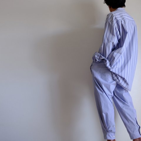 シャツ袖パンツ / トーマスメイソン コットン【ブルー系オルタネイトストライプ 】/ shirt sleeve pants / THOMAS MASON cotton