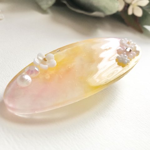 送料無料【レジン❤︎ヘアクリップ】 水彩画風＊ sunset＊