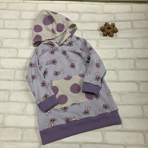 【sale】【難有り】110*hoodieワンピ（bunny)