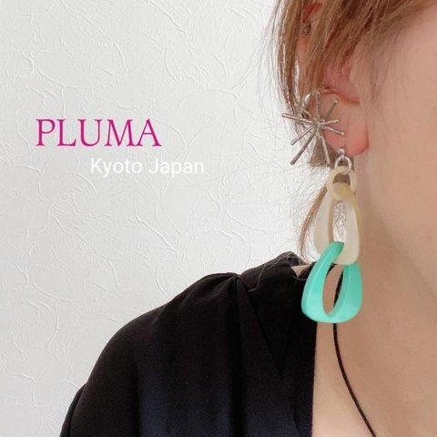 バッファローホーン　カラフルピアス　イヤリング pluma_a_026