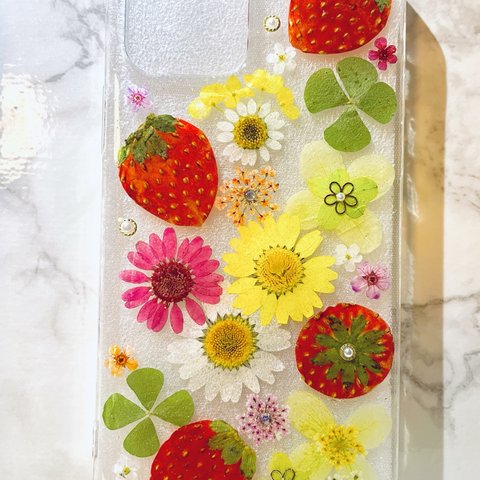 iPhoneケース iPhoneカバー 押し花ケース スマホケース 押しフルーツ 押し花､押し花カバー スマホカバー､押しフルーツケース､押しフルーツカバー､Android ハートレモン､文字入れ