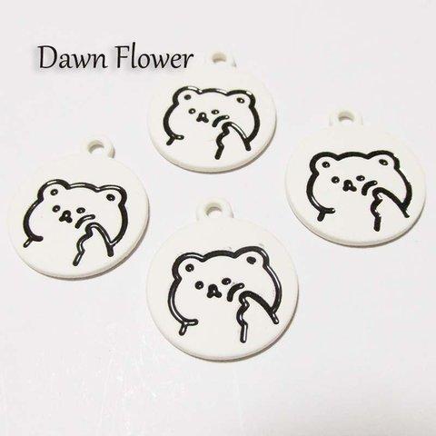 【D-0707】5pcs　くま　20×18mm　ホワイト　チャーム　ハンドメイドパーツ