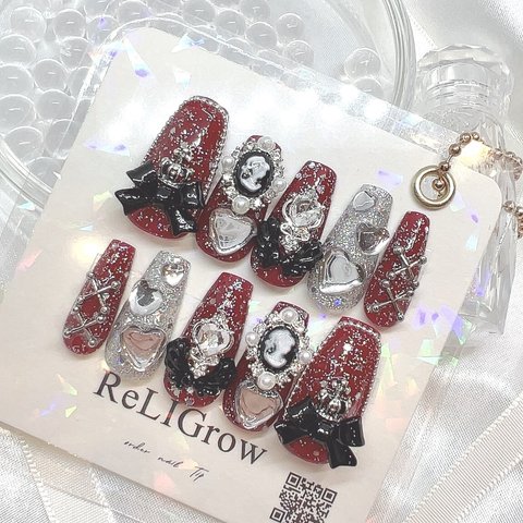 Design://38 キラキラビジュー⸜❤︎⸝‍オーダーメイドネイルチップ