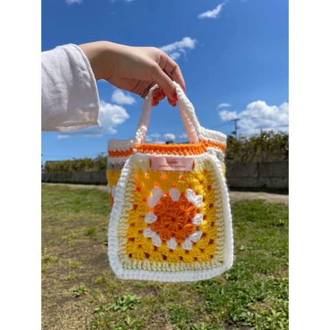 【no.220409】crochet square hand bag