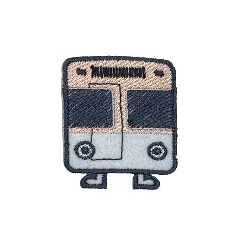 刺繡ワッペン　乗り物　電車【井の頭線 サーモンピンク】