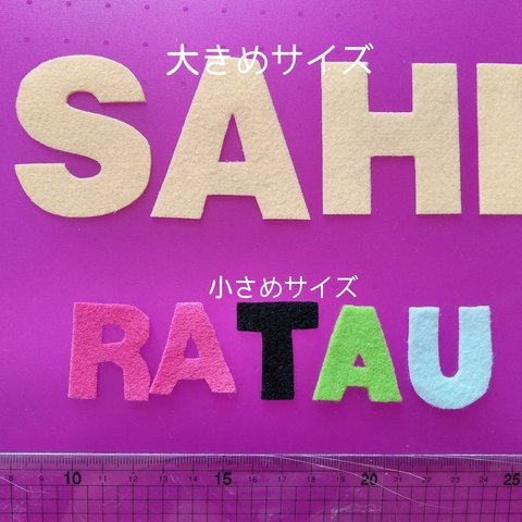 大きめサイズのお名前ワッペン　ひらがな　アルファベット　アイロン接着　入園入学　運動会