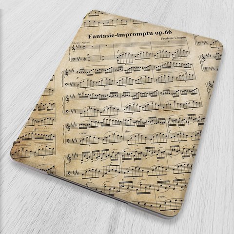 再販×3♪軽量『ショパン幻想即興曲 ヴィンテージ風』ピアノ名曲集　iPadケース　タブレットケース　iPadmini5 mini6 10.2 第8世代 第9世代 音楽 音符 レッスン コンクール