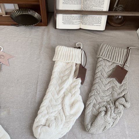 モコモコ　靴下🧦　大きいサイズ　クリスマスオーナメント　②色