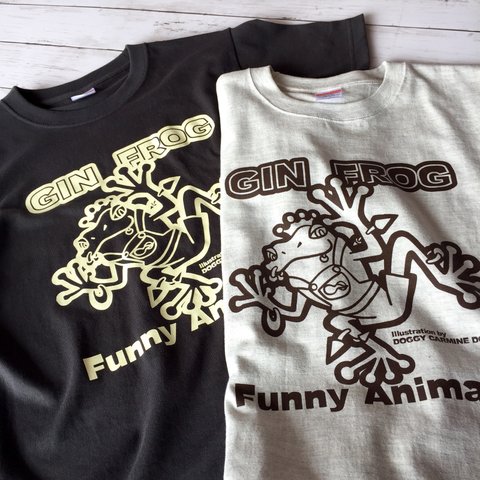 『GIN FROG/ジンフロッグ』レギュラー Tシャツ/2カラー・3サイズよりお選び頂けます。/ カエル・かえる