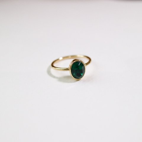 vintage glass ring  エメラルドカラーリング