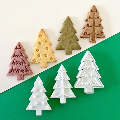 クリスマスツリー　木　3種類のスタンプセット　【クッキー型】
