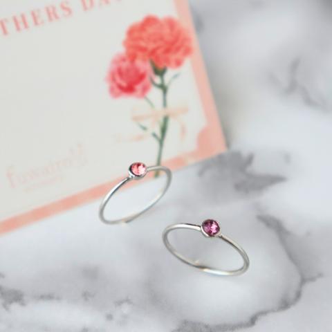 リング 指輪 重ね付け セット シルバー 2本 おしゃれ カラーストーン 華奢 タンザナイト 赤 紫 ピンク かわいい  プレゼント 母の日 花以外