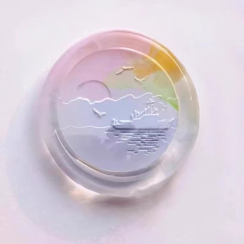 30mm サンセット シーリングスタンプ ヘッド 海 船 海鳥