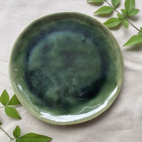 「深藍色丸皿2」　(1点）お皿　丸皿　食器　陶器　プレート　パスタ皿