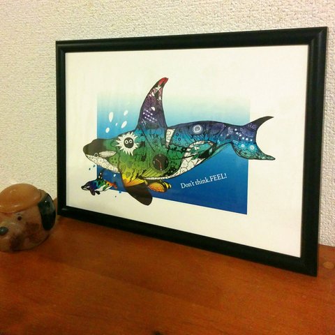 ③シャチ　ポスター POP　かっこいいイラスト　Killer whale　A4/B4