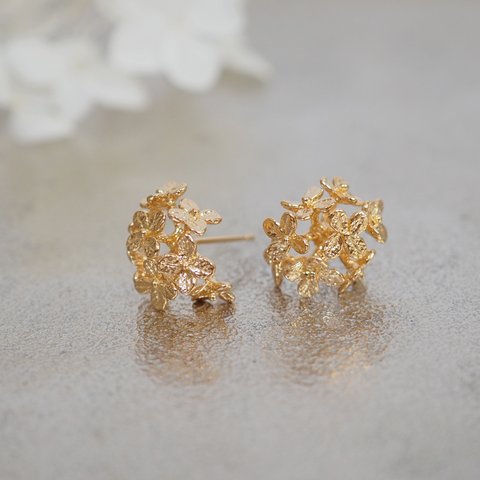 紫陽花のピアス(gold)