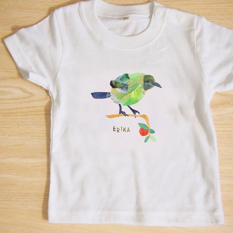 ベビーTシャツ NZ Birds ”Bell Bird”　★名前入れ可能