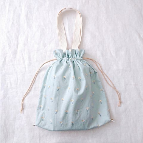 小さな花柄の2wayきんちゃくbag