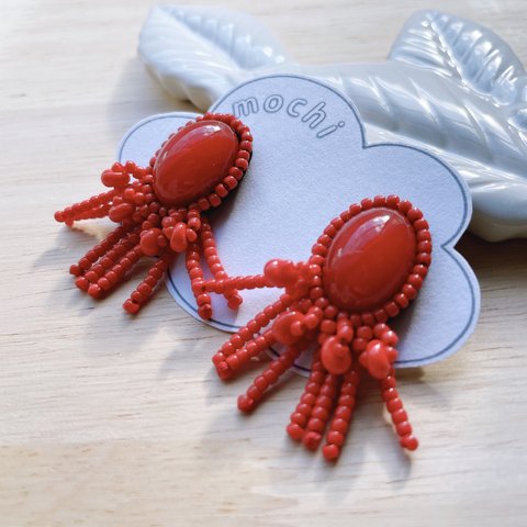 《ビーズ刺繍》Octフリンジ/red