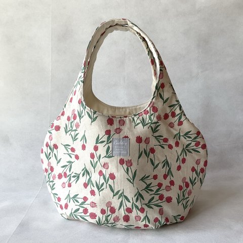 ころりんバッグ　Lサイズ　ショルダー　トートバッグ　＊kororin bag＊軽い＊大きめ＊ざっくり＊チューリップ＊赤色＊