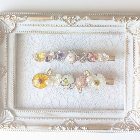 【送料無料】2本セット　花束シリーズ　ヘアクリップ　春色