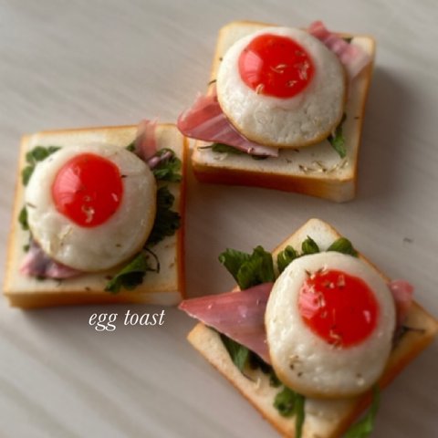 【受注製作】egg toast　ミニチュアパン　樹脂粘土