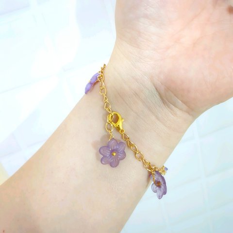 ノスタルジー💜‪紫の小花💜‪(ブレスレット)
