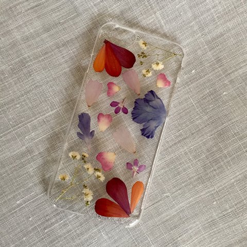 押し花 秋色花びらiPhoneケース 191101