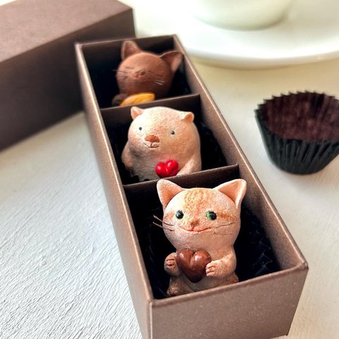 （再販受注）チョコレートみたいなトリオ（猫さんとウォンバットさん）