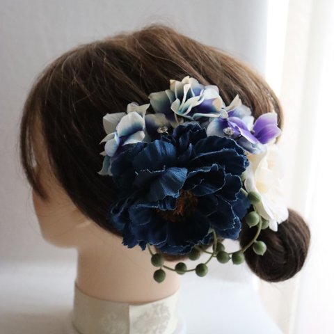 AS.Fleurのアーティフィシャルフラワー髪飾り(ブルー)