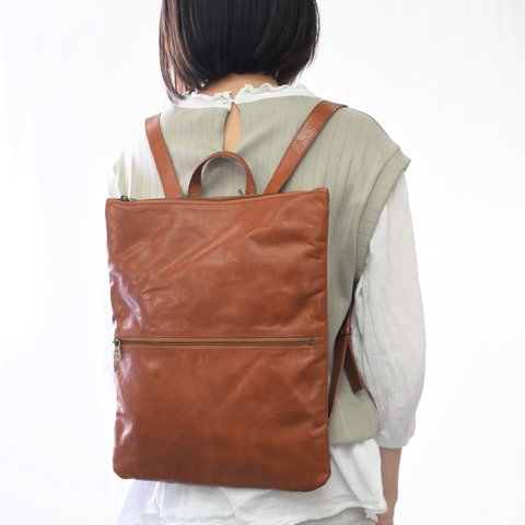 MahL+81　LeatherRucksack　本革　リュック　薄型    7M1-1127