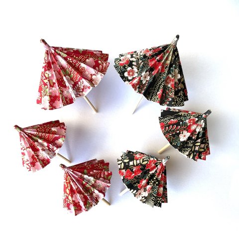 手漉友禅和紙で作った和傘　番傘　赤と黒　オーダー製作