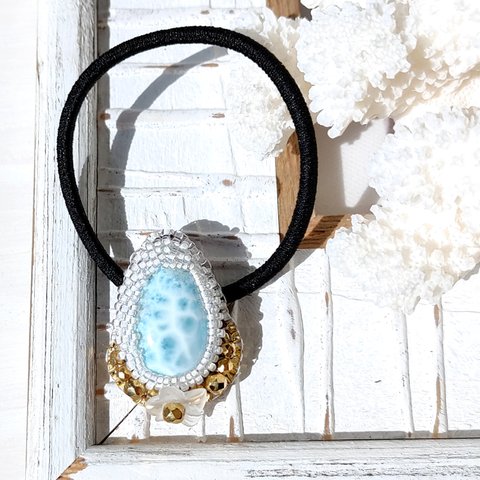 ❁Tear larimar hair tie❁ 可愛い雫ラリマー♡大人可愛いヘアゴム