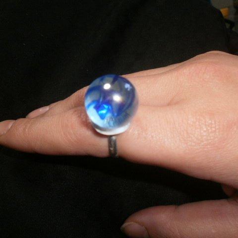 ✨新作✨　びーだま　マーブル指輪　💍青マーブル