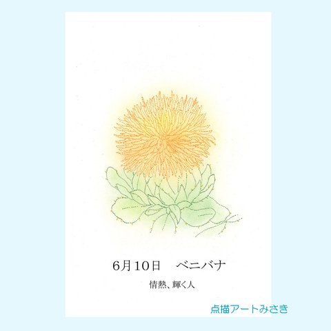 6月10日誕生花カード（花言葉つき）点描画