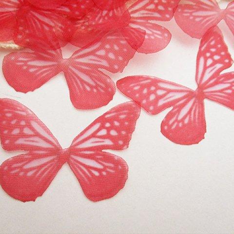 オーガンジーの蝶12枚カーマイン