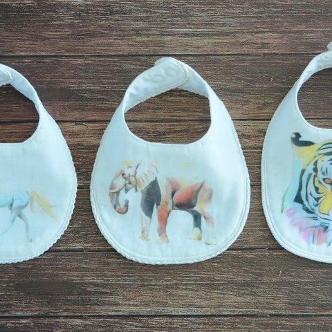 Animal Bibs 　動物のスタイ【馬/象/トラ】