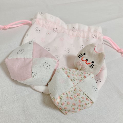 お手玉&巾着セット　ねこちゃんのおまけ付き！